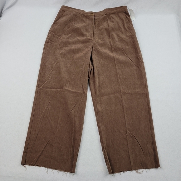 NWT D. Jeans soft pleated high-waisted raw hem relaxed brown short pants - Picture 1 of 6